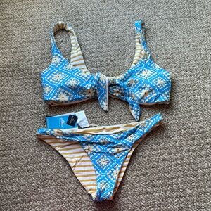 O’Neill Blue and Yellow Floral Bikini Set